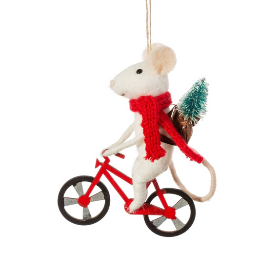 Bicycle Delivery Mouse Felt Decoration