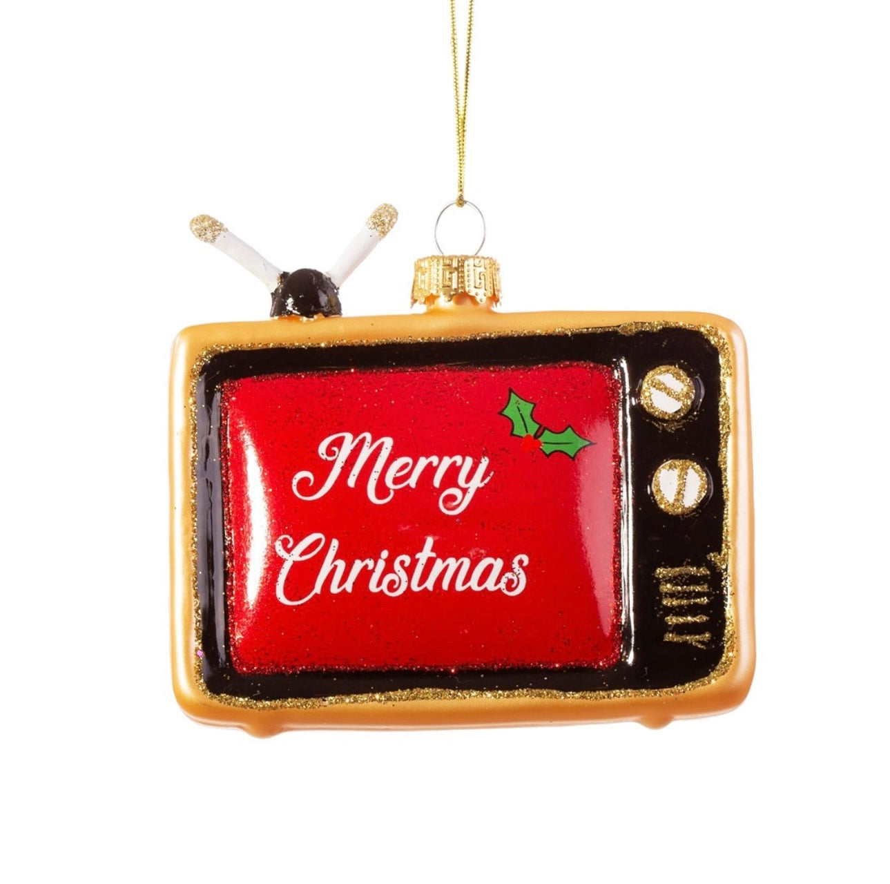 Retro Tv Shaped Bauble -Red