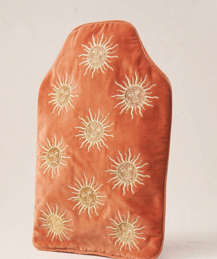 Sun Goddess Velvet Hot Water Bottle - Rust