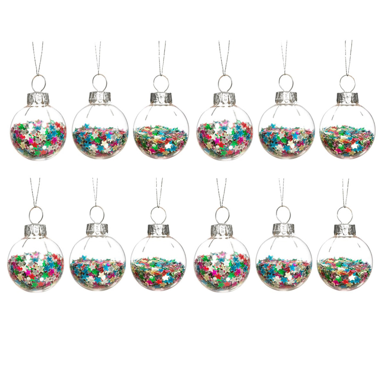 Mini Disco Stars Baubles -Set of 12