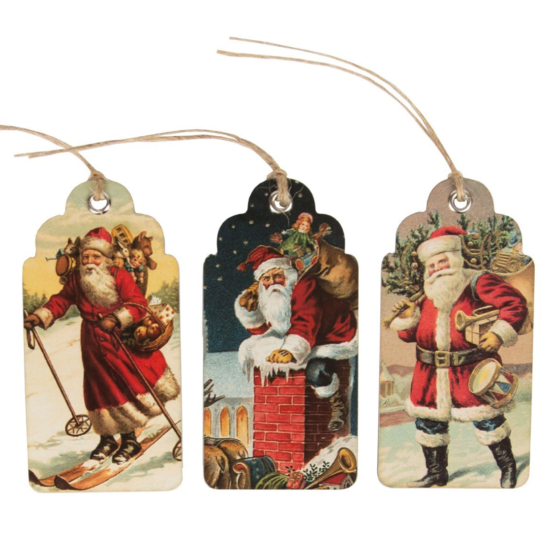 Retro Vintage Father Christmas Scene Gift Tags-Set Of 15