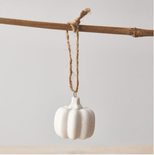 White Ceramic Pumpkin Hanger 6.5cm