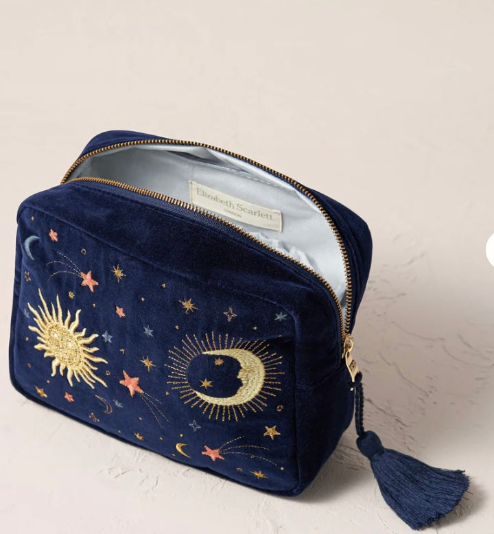 Celestial Velvet Wash Bag-Navy