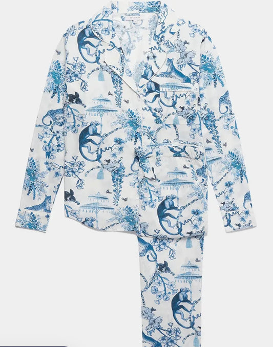 Women’s Cotton Pyjama Trouser Set -Chinoiserie