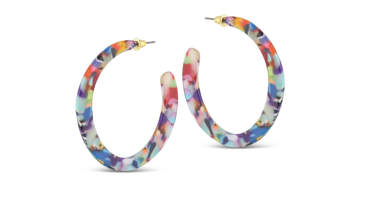 Olivia Semi Cut Out Resin Hoop Earrings