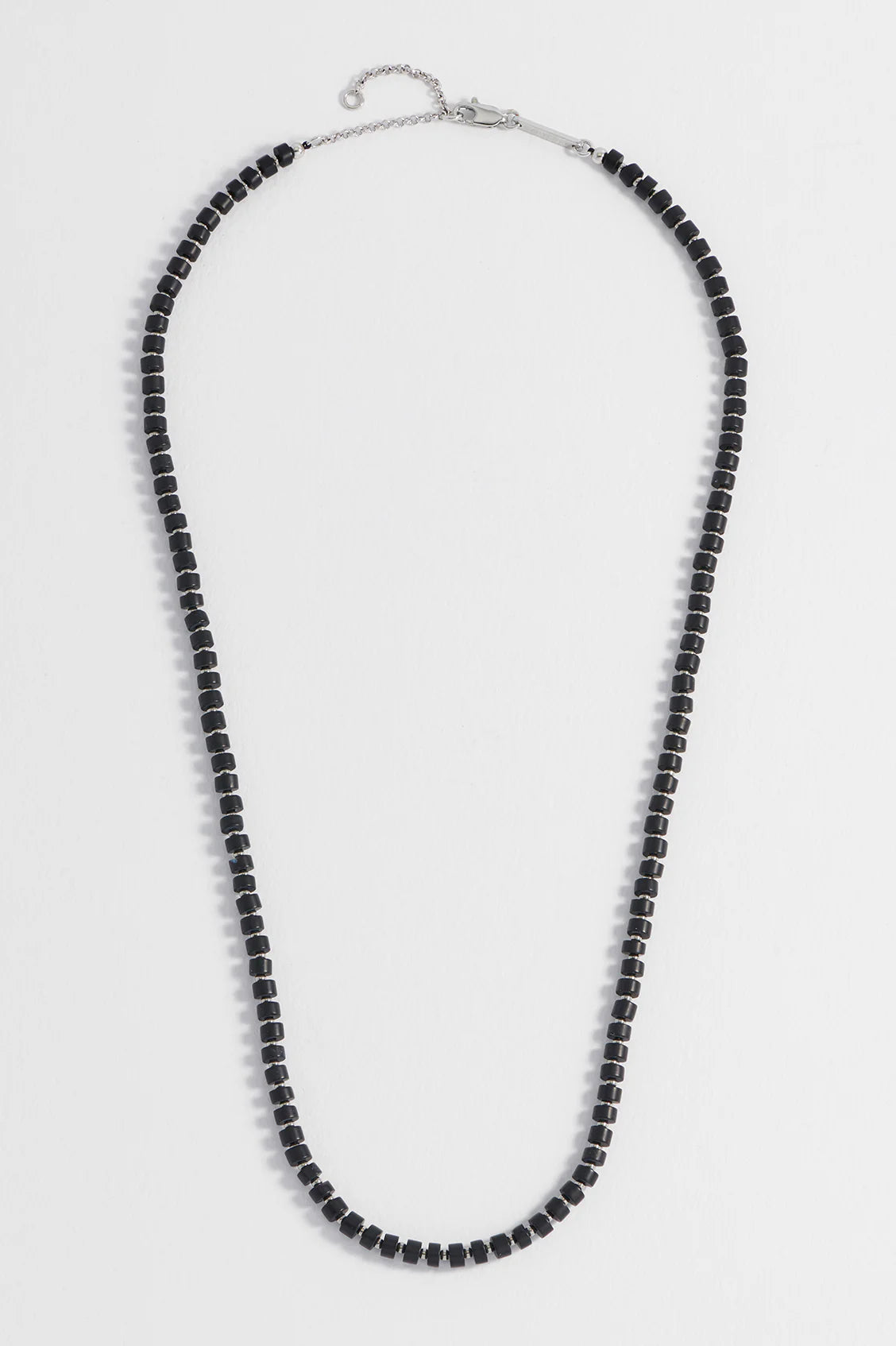 Mens Gemstone Rondelle Necklace -Black Onyx