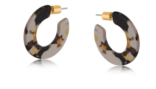 Kathryn Flat Oval Resin Hoop Earrings