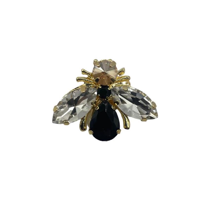 Luna Bee Pin in Black - recycled glass