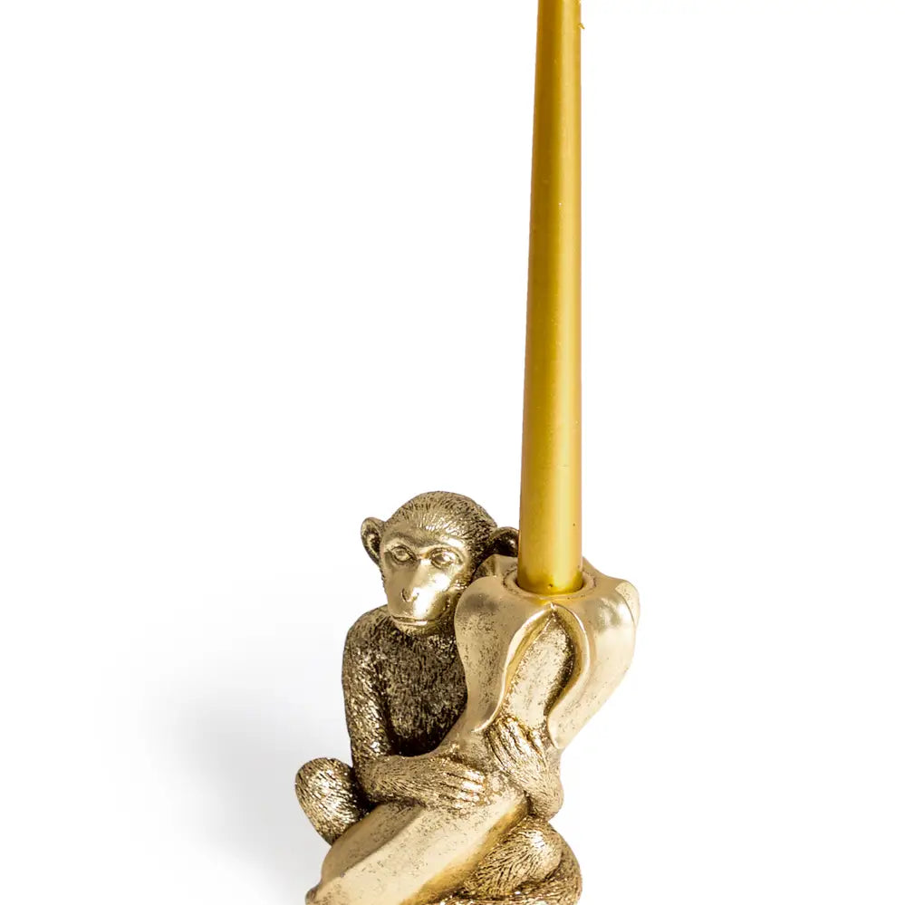 ANTIQUE MONKEY AND BANANA CANDLE HOLDER
