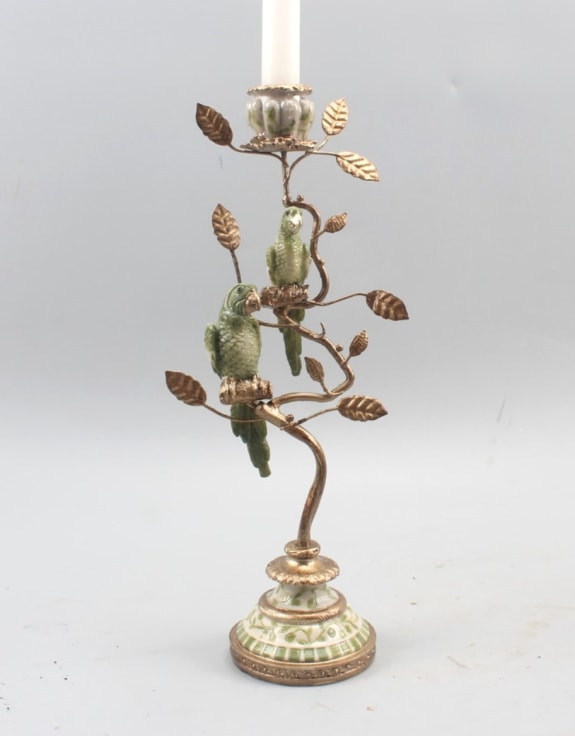 ORNATE BRANCH AND PARROT CANDLE HOLDER