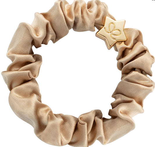 Gold Star Silk Scrunchie - Sand