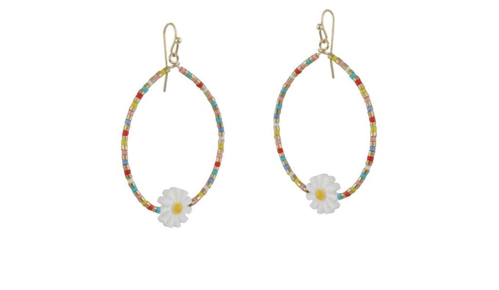 Cressida Beaded Daisy Earrings