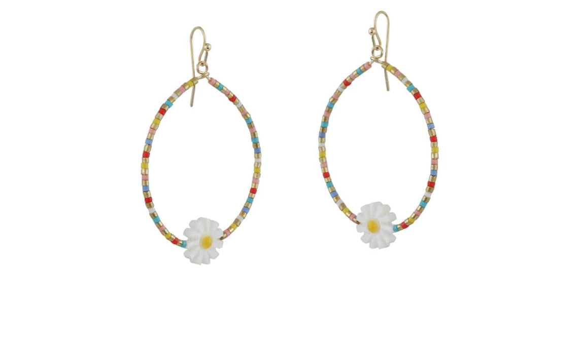 Cressida Beaded Daisy Earrings
