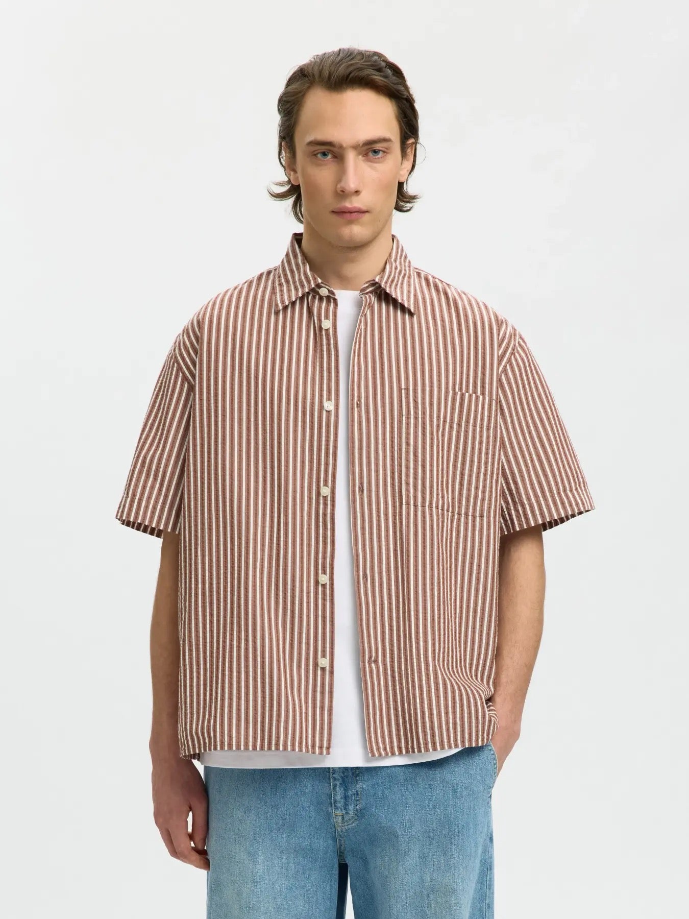 SLHRLXSTUART SEERSUCKER SS SHIRT