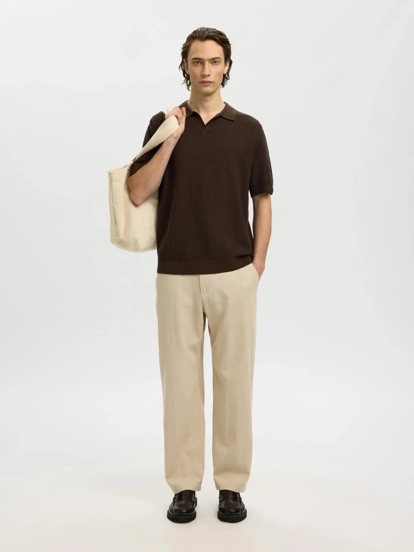 SLH220-LOOSE BRODY LINEN BLD PANT NOOS