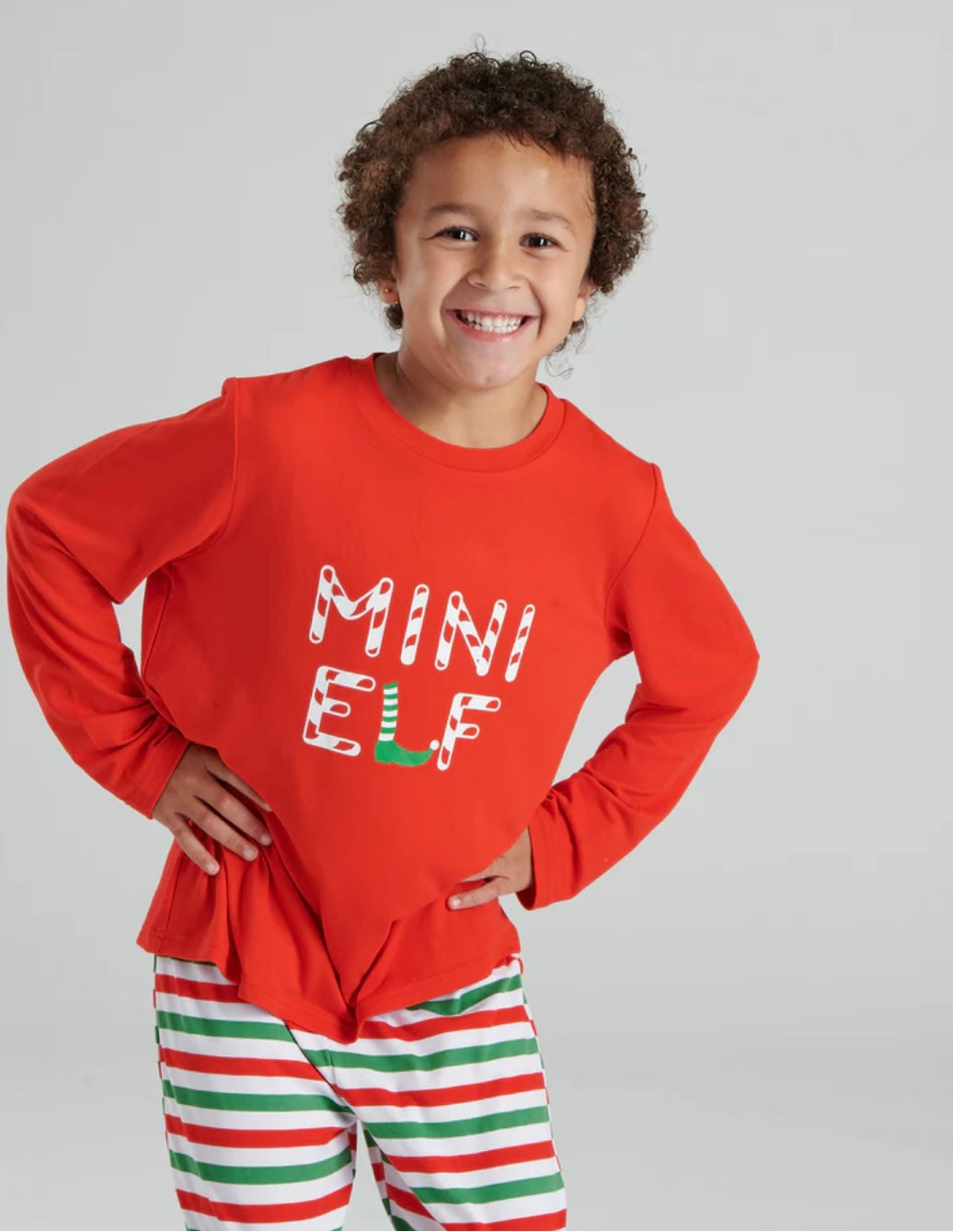 Kids “Mini Elf “ Long Sleeve And Long Pant Pyjama Set