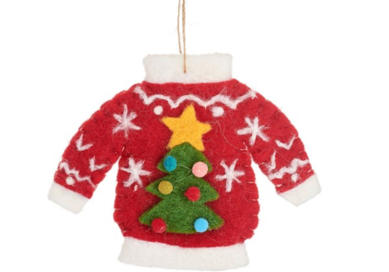 Red Christmas Jumper Felt Decoration