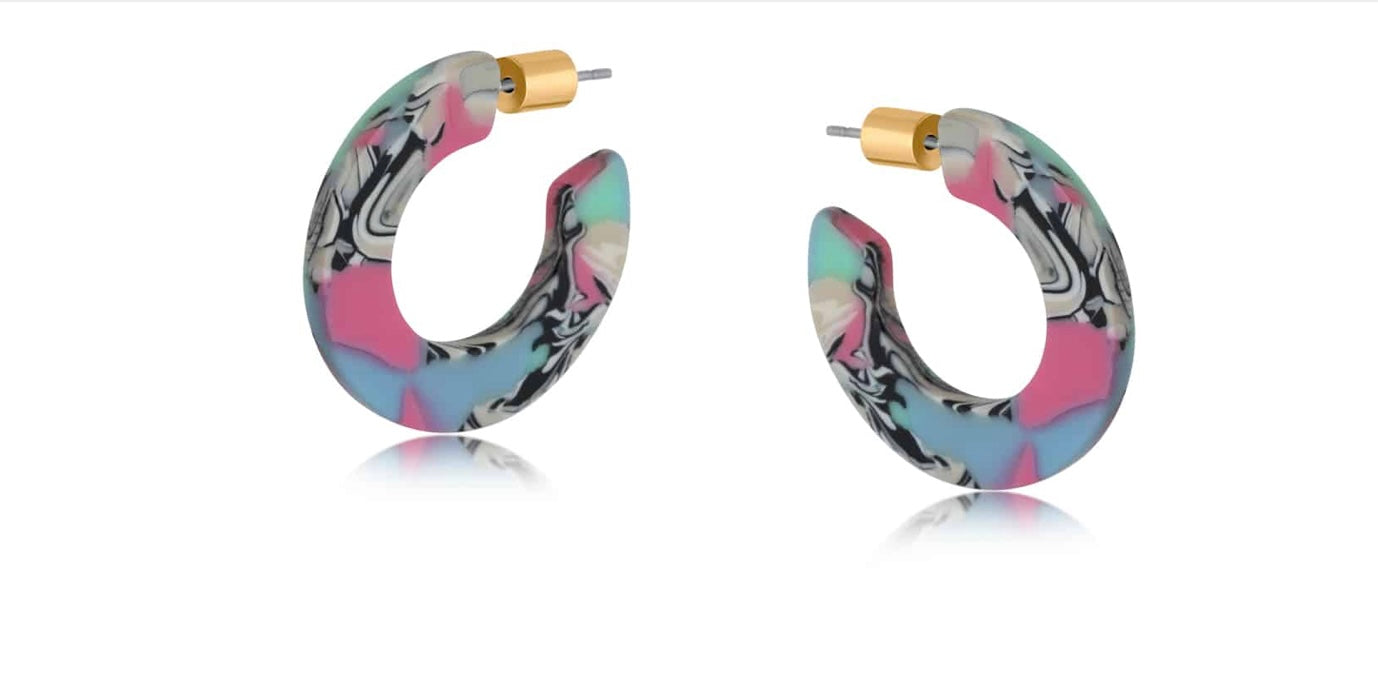 Kathryn Flat Oval Resin Hoop Earrings