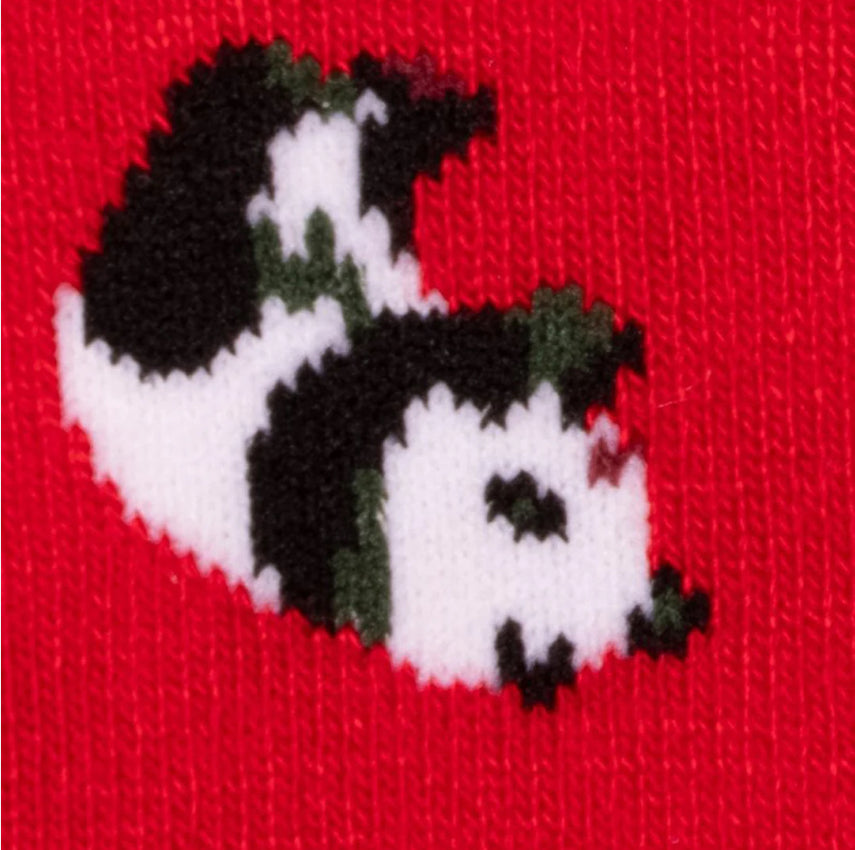 Red Skiing Panda Bamboo Socks