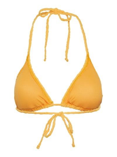 PCANYA BIKINI FROTTE TRIANGLE BRA - Blazing Orange frotte jacquard