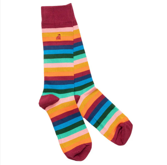 Multi Fine Striped Bamboo Socks