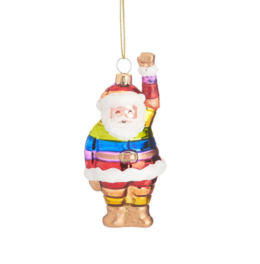 Rainbow Santa Shaped Bauble