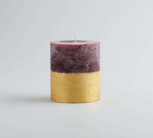 St Eval Figgy Pudding Gold Half Dipped Pillar Candle