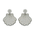 White Shimmer Beaded Shell Earrings