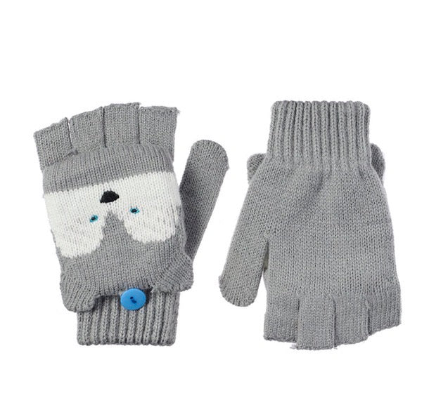 Husky Dog Knitted Gloves