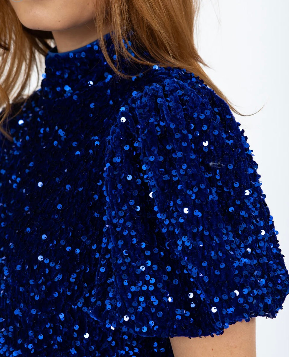 SEQUINS DRESS RICH BLUE