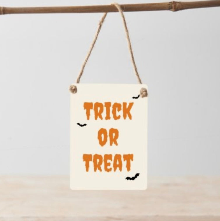 Halloween Trick or Treat Mini Metal Sign