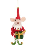 Elf Mouse With Present Felt Decoration