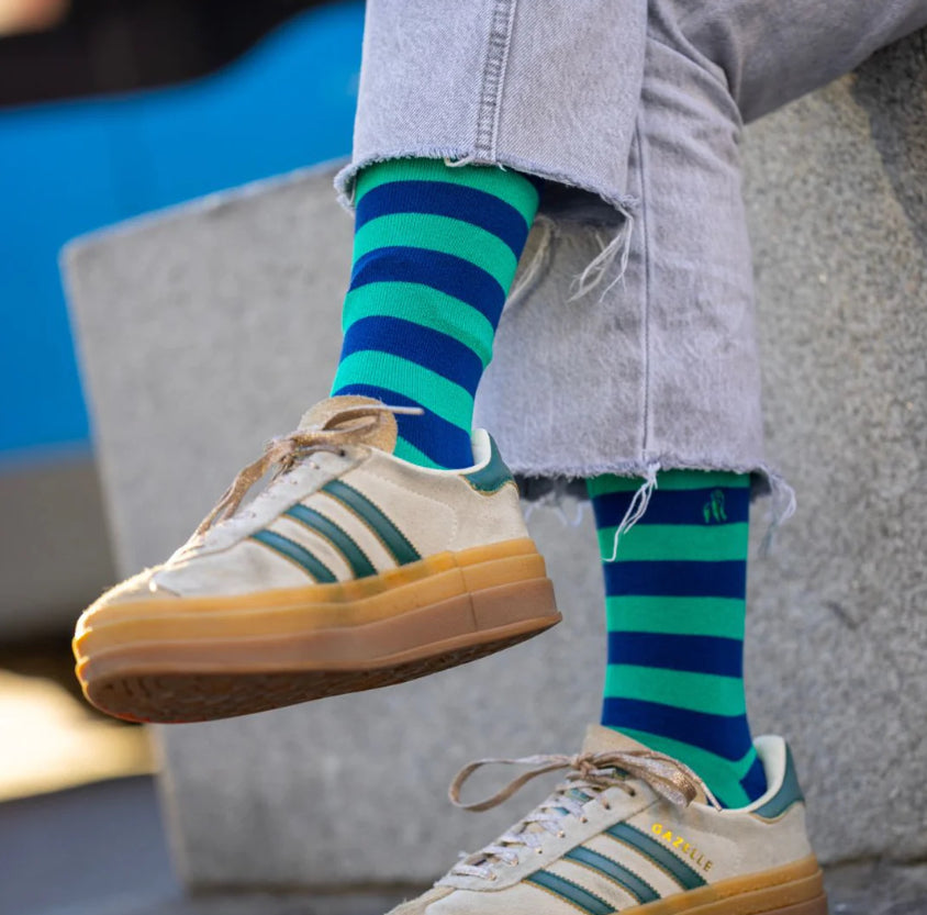 Lime Green Striped Bamboo Socks