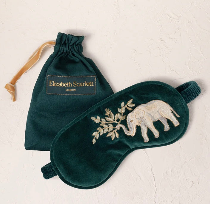 Elephant Herd Velvet Eye Mask- Emerald