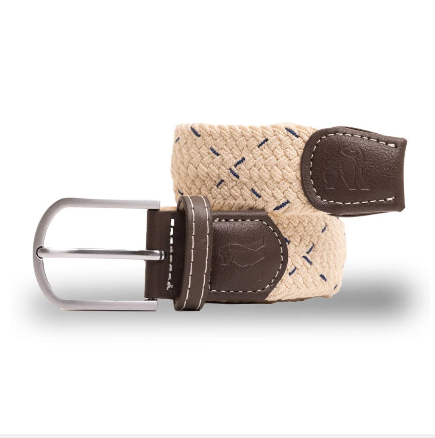 Woven Belt -Cream and Blue Dot