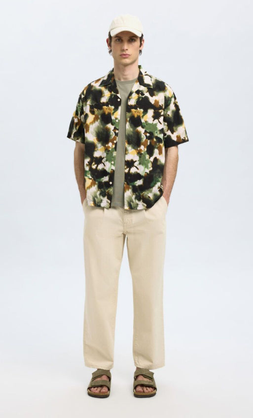 SHLRELAXAIR SS MIX SHIRT - Black Watercolour