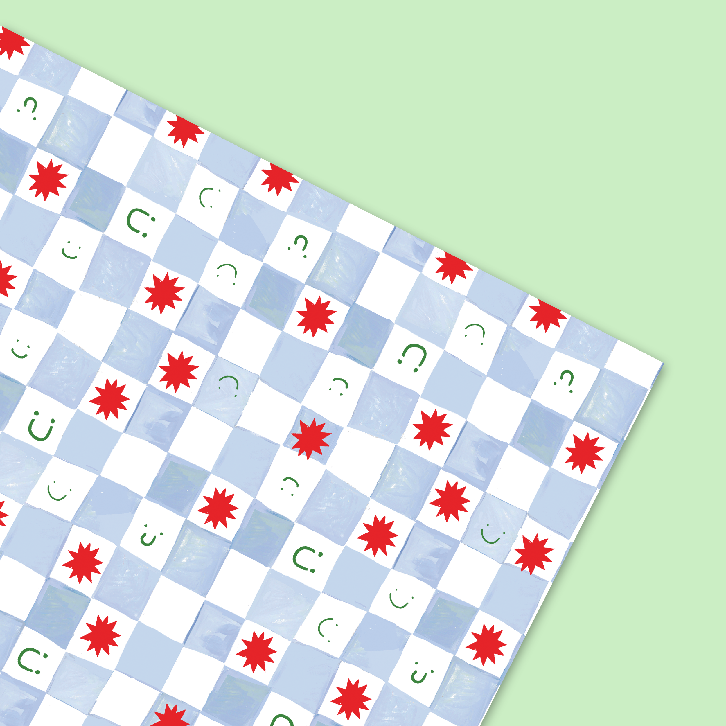 Checker Smiles & Stars Gift Wrap