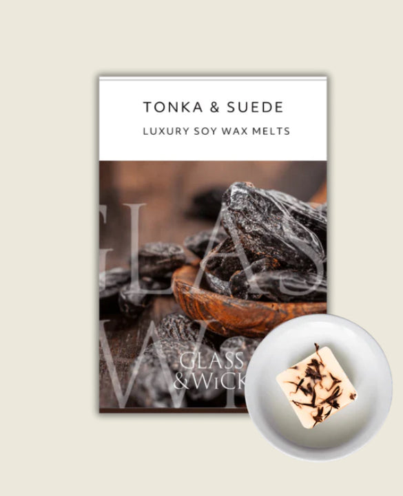 Glass And Wick Tonka & Suede  -Luxury Soy Wax Melt