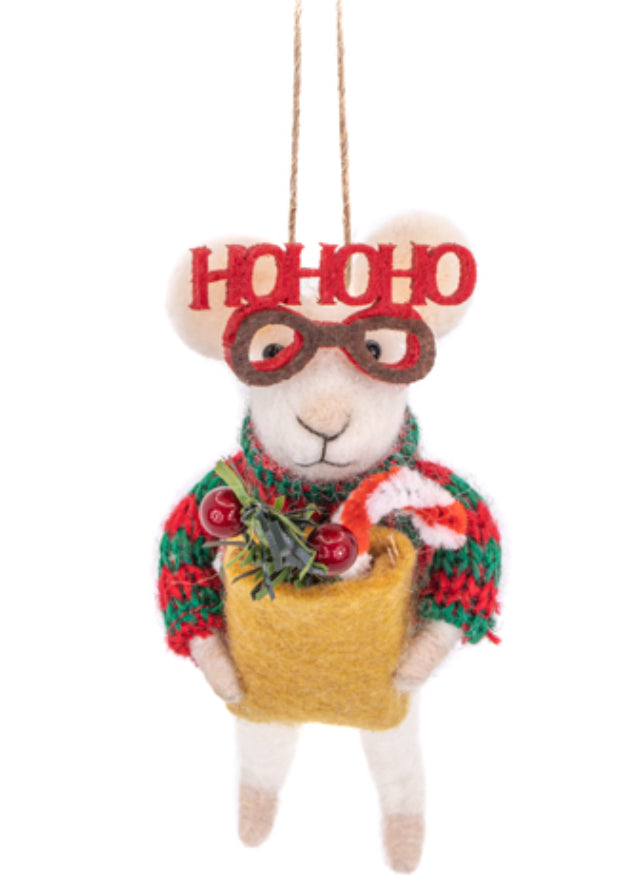 Tree Decorating Mouse Felt Decoration