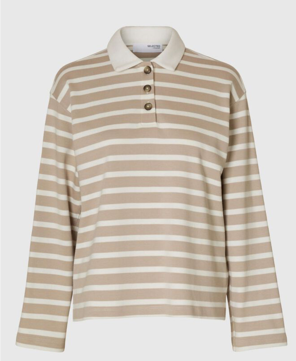 SLFWADA LS STRIPE COLLAR TOP