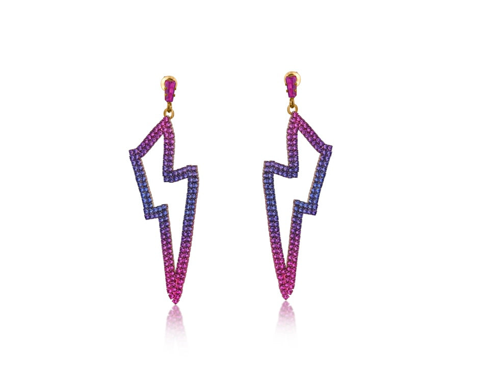 Veronika Ombre Lightening Bolt Diamantee Earrings