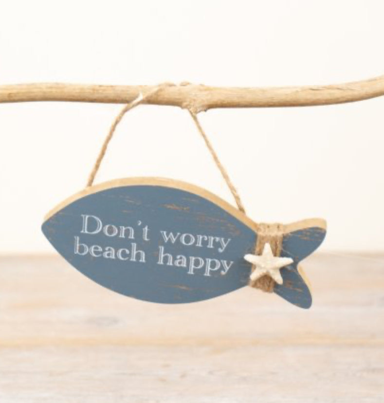 Don't Worry Wooden Fish Plaque , 15cm