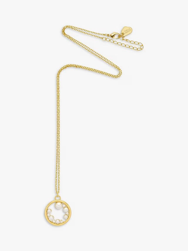 Circle Pearl CZ Necklace -Gold Plated