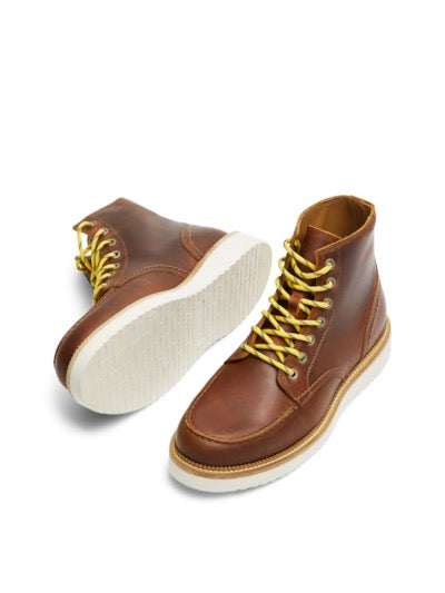 SLHTEO NEW LEATHER MOC-TOE BOOT - COGNAC