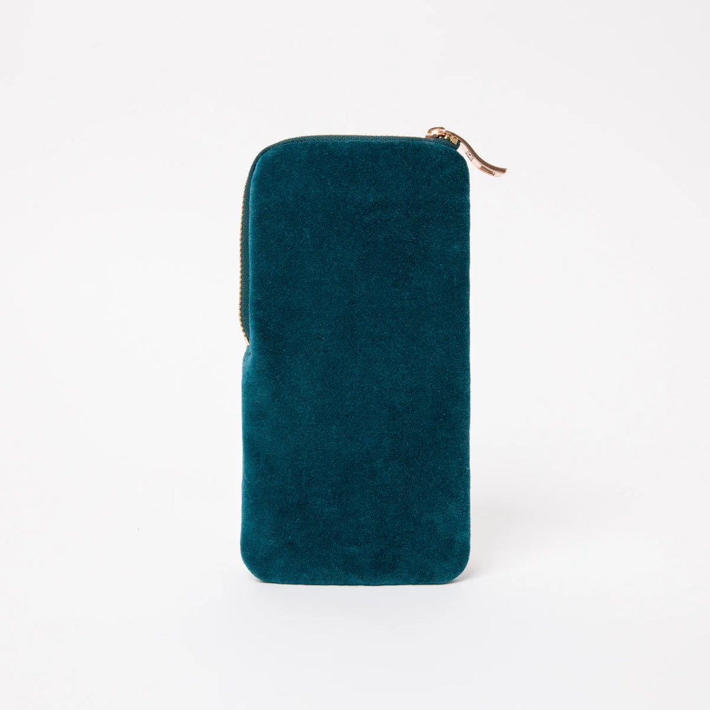 Wildflower Velvet Sunglasses Case - Rich Blue