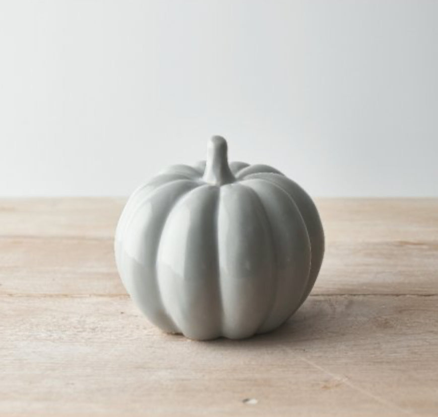 Grey ceramic pumpkin 8.5cm