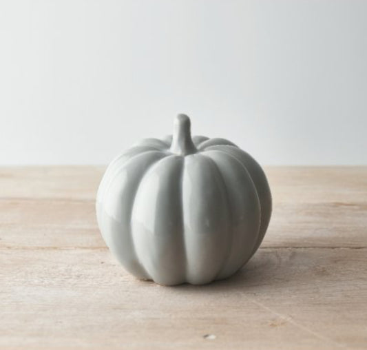 Grey ceramic pumpkin , 8.5cm