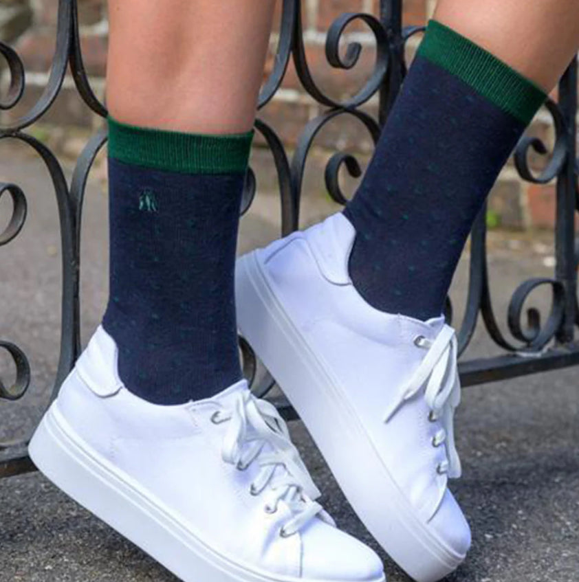 Spotted Navy Bamboo Socks