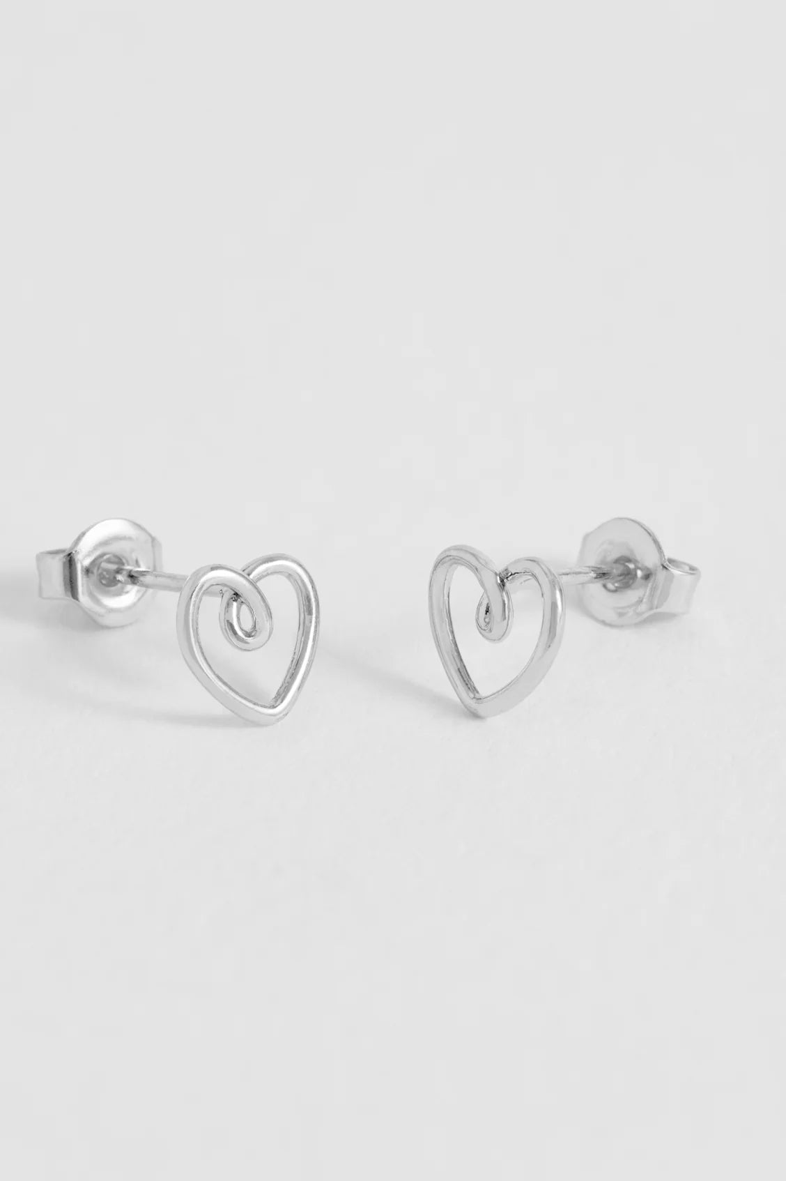 Doddle Heart stud Earrings - Silver Plated