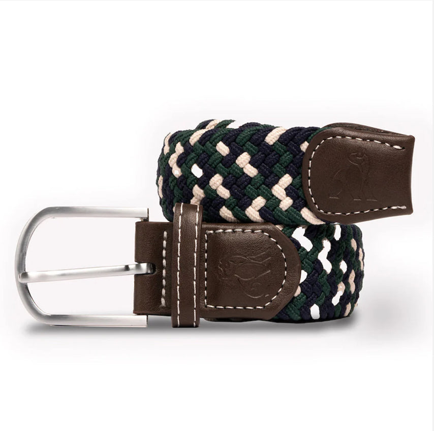 Recycled Woven Belt - Navy/Green Zig Zag